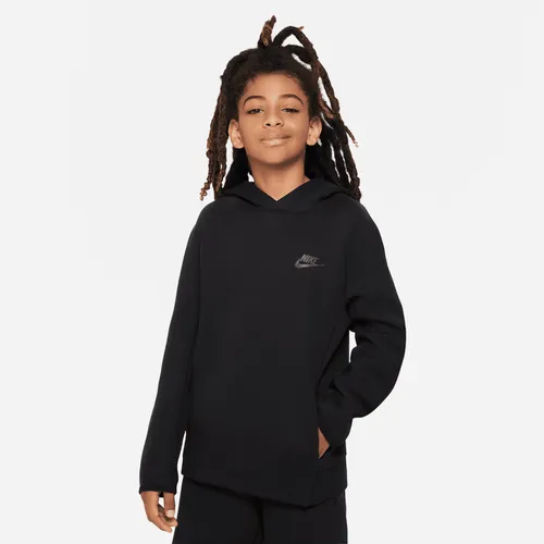 Nike Sportswear Tech Fleece Older Kids' (Boys') Pullover Hoodie - Black - Polyester