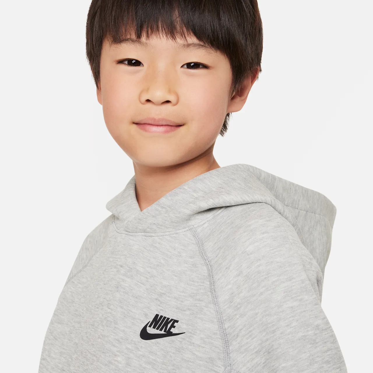Nike Sportswear Tech Fleece Older Kids' (Boys') Pullover Hoodie - Grey - Polyester