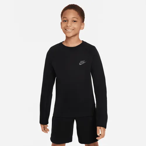Nike Sportswear Tech Fleece Older Kids' (Boys') Sweatshirt - Black - Polyester