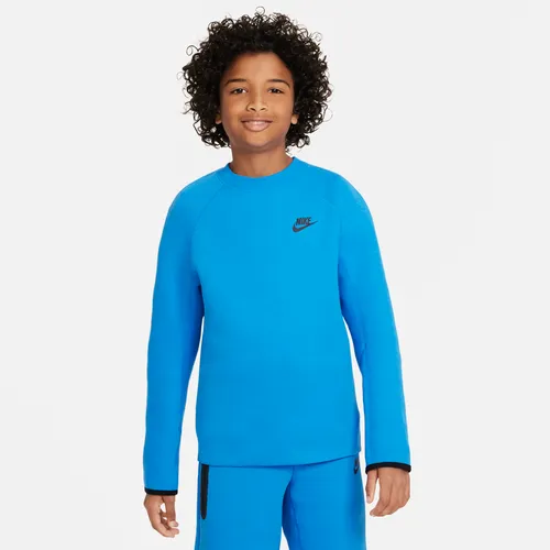 Nike Sportswear Tech Fleece Older Kids' (Boys') Sweatshirt - Blue - Polyester