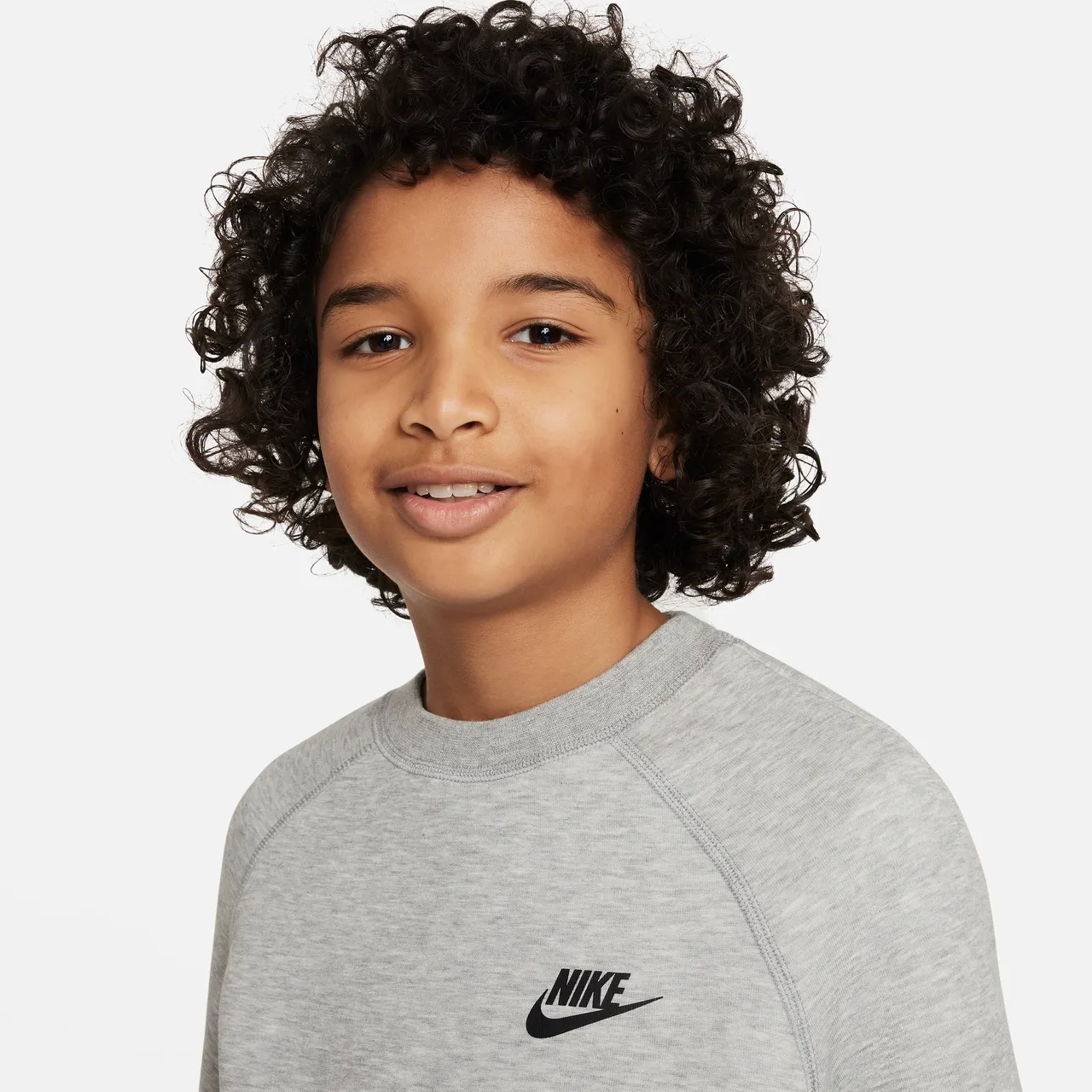 Nike Sportswear Tech Fleece Older Kids' (Boys') Sweatshirt - Grey - Polyester