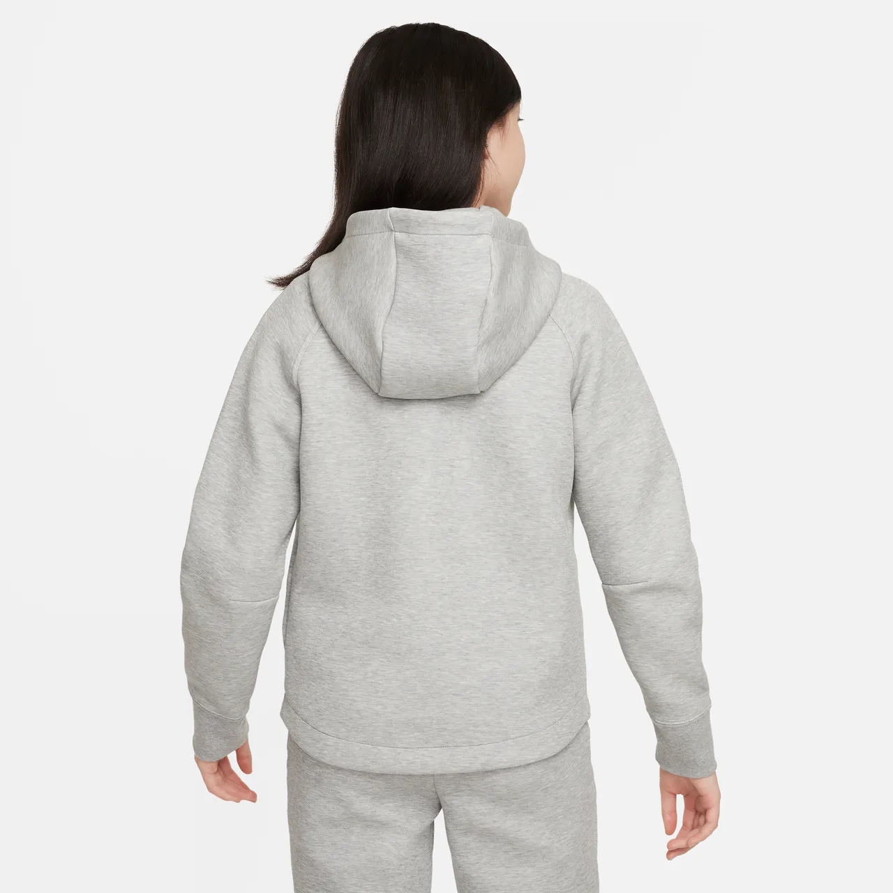 Nike Sportswear Tech Fleece Older Kids' (Girls') Full-Zip Hoodie - Grey - Cotton