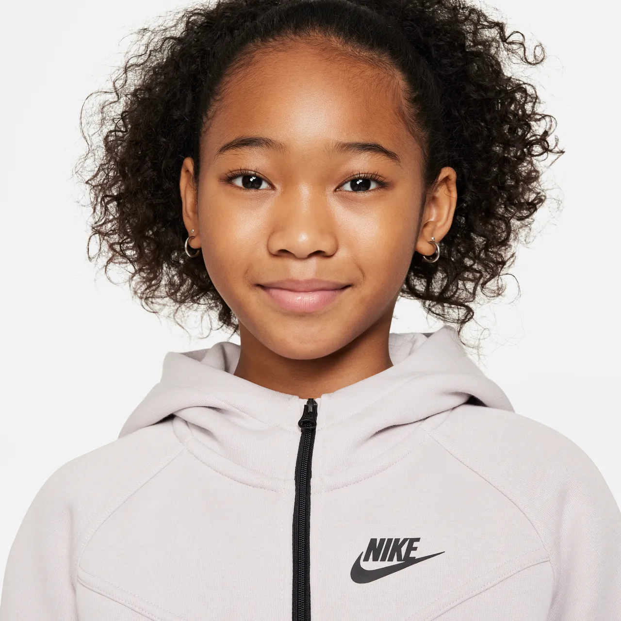 Nike Sportswear Tech Fleece Older Kids' (Girls') Full-Zip Hoodie - Purple - Cotton