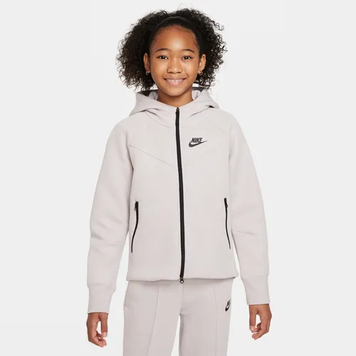 Nike Sportswear Tech Fleece Older Kids' (Girls') Full-Zip Hoodie - Purple - Cotton