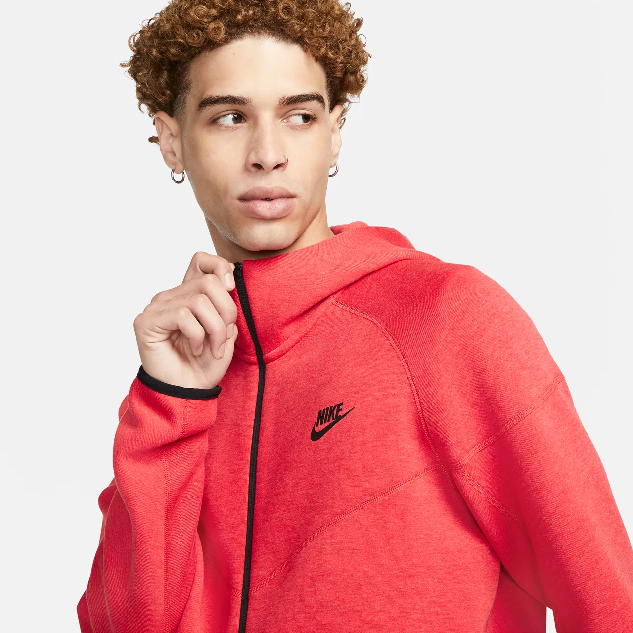 Nike Sportswear Tech Fleece Windrunner Men's Full-Zip Hoodie - Red - Cotton