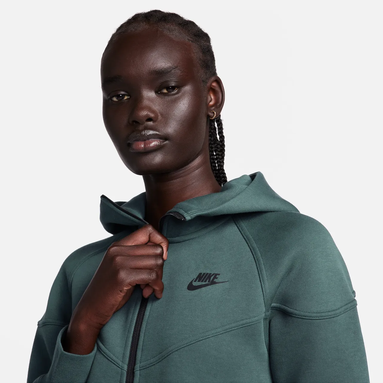 Nike Sportswear Tech Fleece Windrunner Women's Full-Zip Hoodie - Green - Cotton