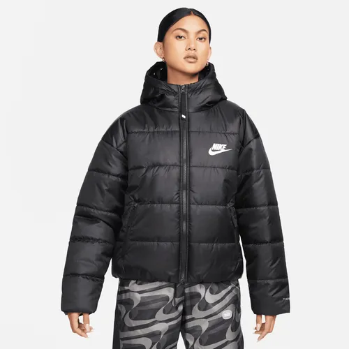 Nike Sportswear Therma-FIT Repel Women's Synthetic-Fill Hooded Jacket - Black - Polyester