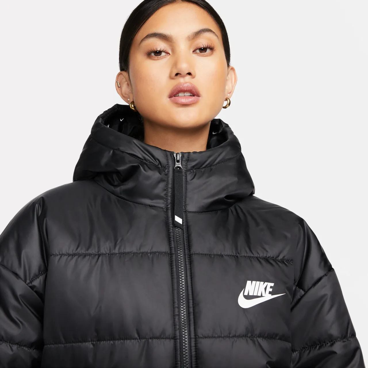 Nike Sportswear Therma-FIT Repel Women's Synthetic-Fill Hooded Jacket - Black - Polyester