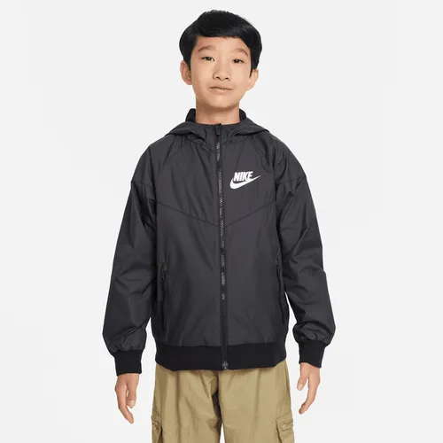 Nike Sportswear Windrunner Older Kids' (Boys') Loose Hip-Length Hooded Jacket - Black - Polyester
