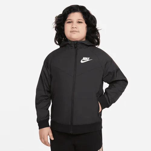 Nike Sportswear Windrunner Older Kids' (Boys') Loose Hip-Length Hooded Jacket (Extended Size) - Black - Polyester