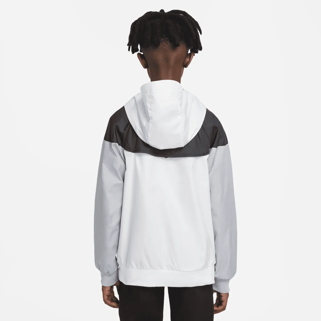 Nike Sportswear Windrunner Older Kids' (Boys') Loose Hip-Length Hooded Jacket - White - Polyester