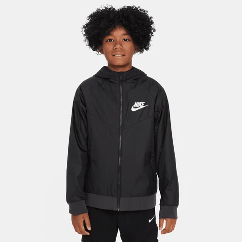 Nike Sportswear Windrunner Older Kids' Hooded Jacket - Black - Cotton
