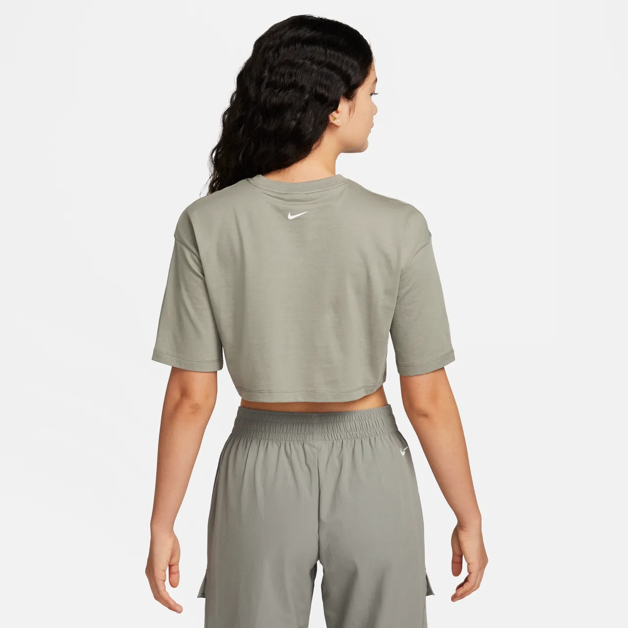 Nike Sportswear Women's Cropped T-Shirt - Grey - Cotton