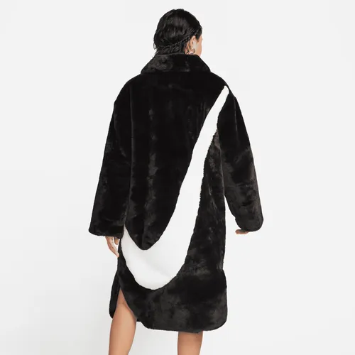 Nike Sportswear Women's Faux Fur Long Jacket - Black - Polyester