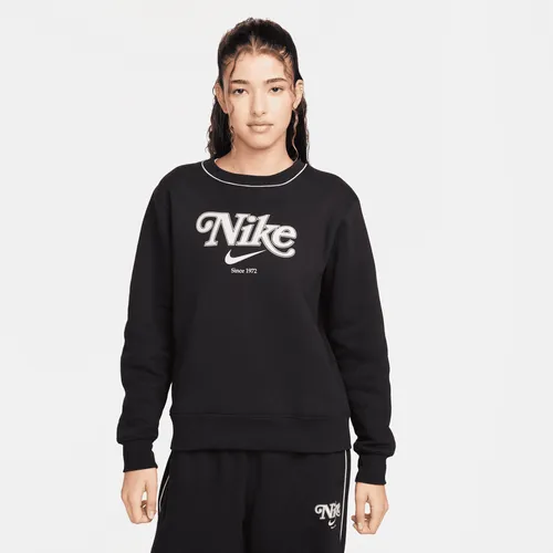Nike Sportswear Women's Fleece Crew-Neck Sweatshirt - Black - Polyester