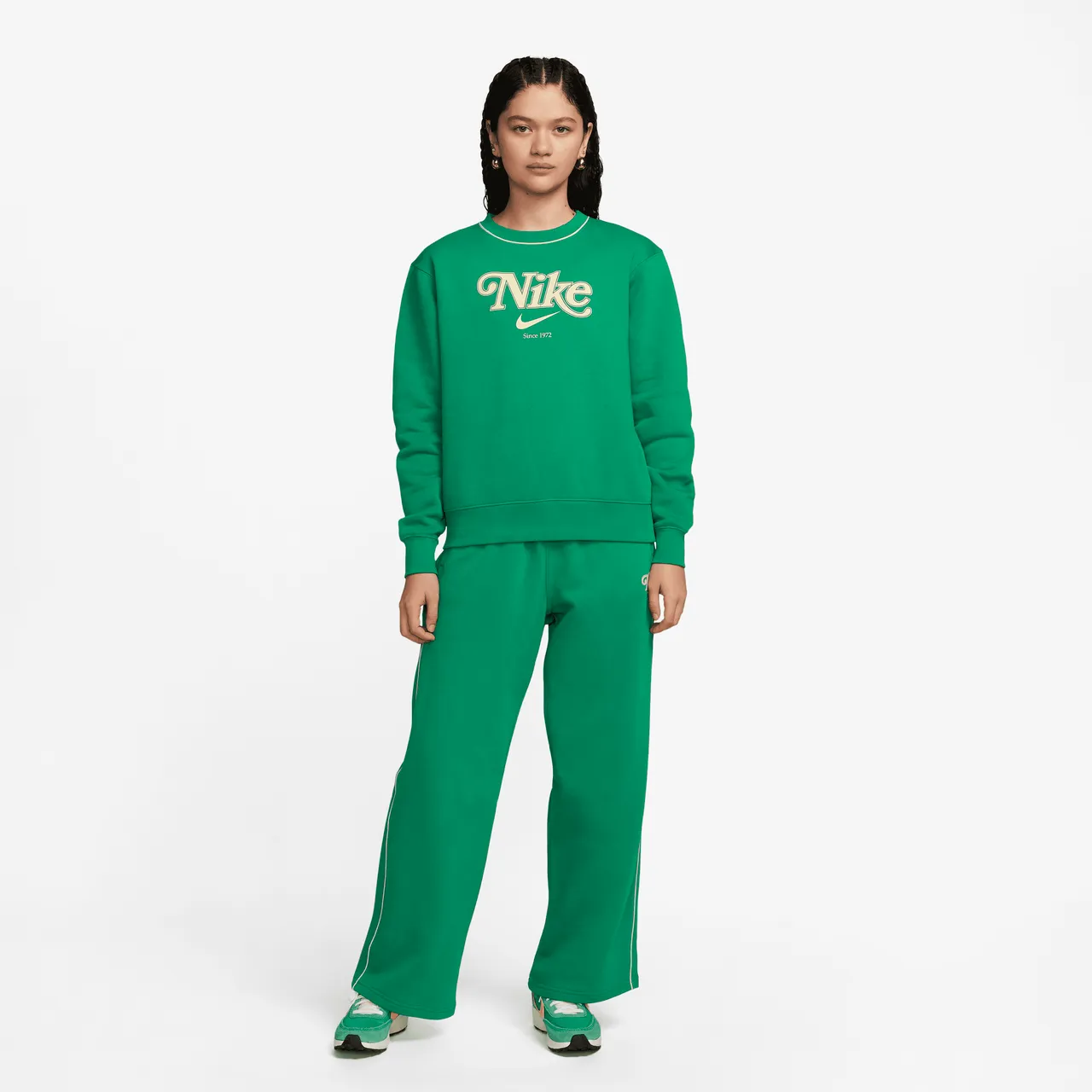 Nike Sportswear Women's Fleece Crew-Neck Sweatshirt - Green - Polyester