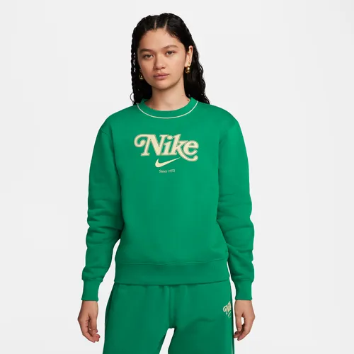Nike Sportswear Women's Fleece Crew-Neck Sweatshirt - Green - Polyester