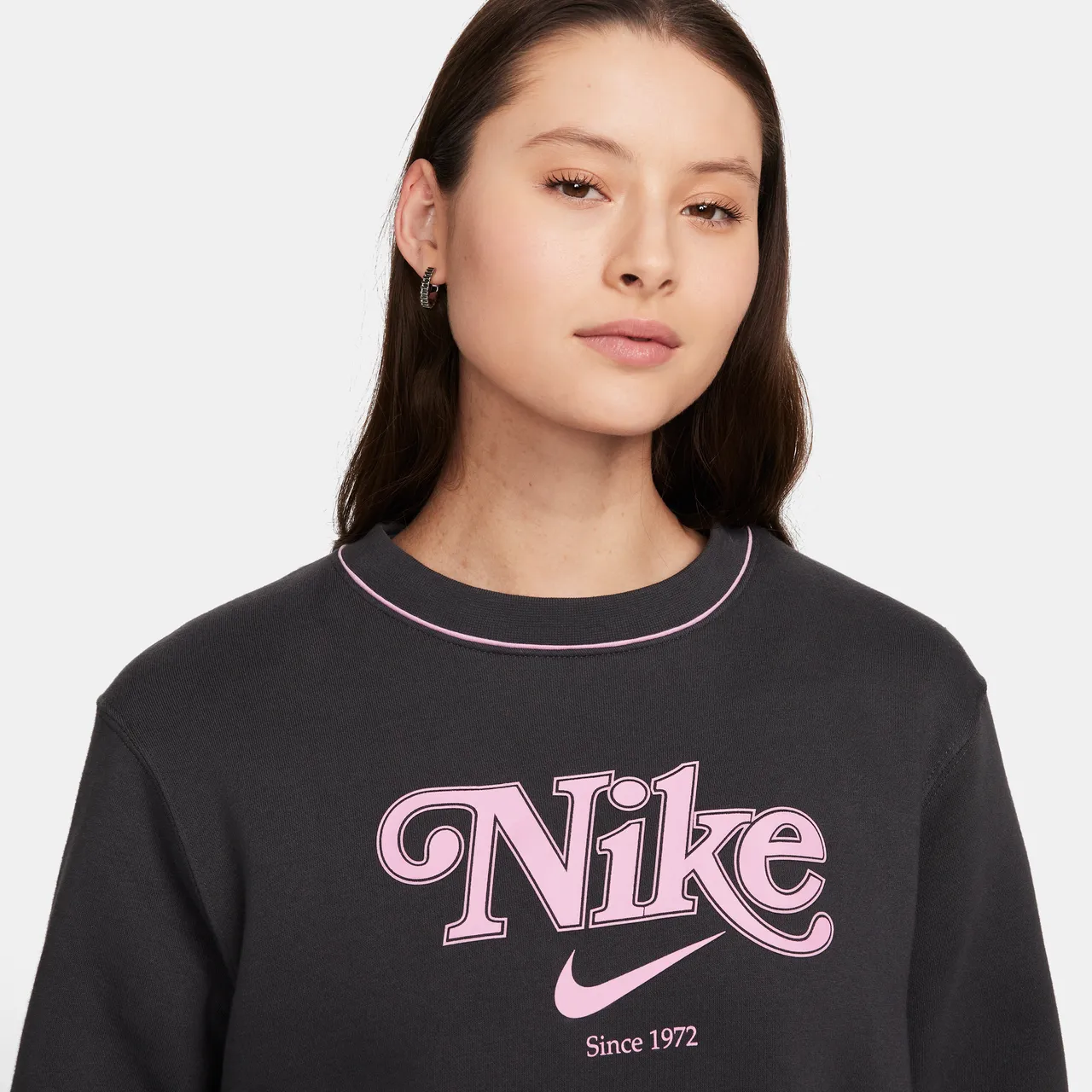 Nike Sportswear Women's Fleece Crew-Neck Sweatshirt - Grey - Polyester