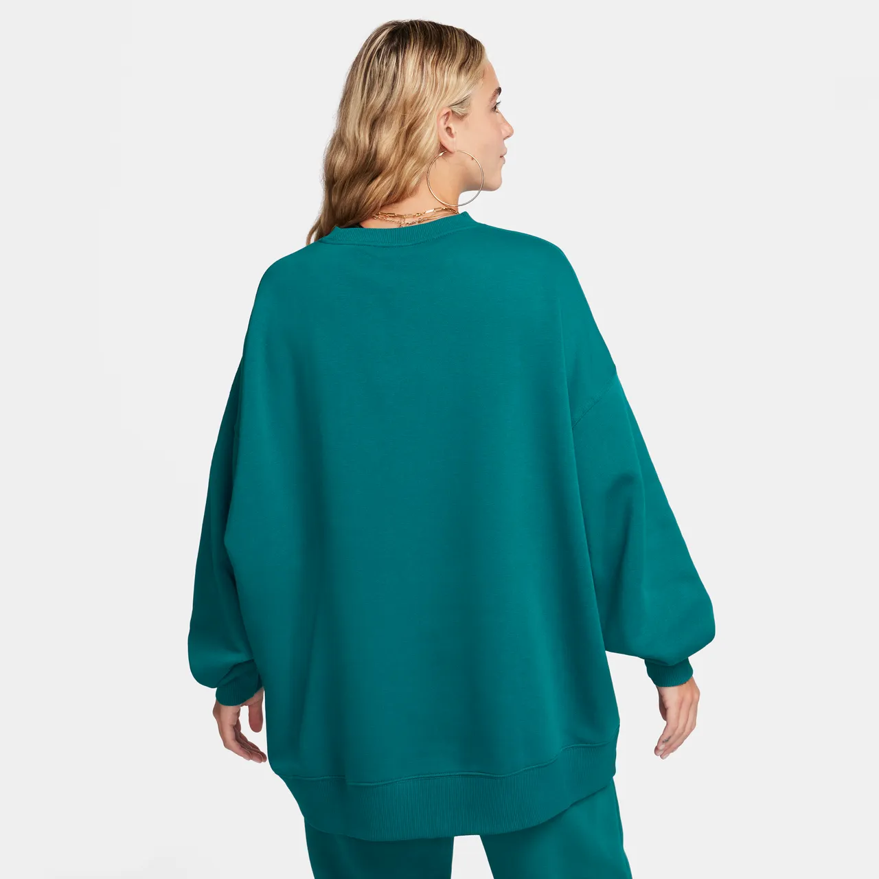 Nike Sportswear Women's Oversized Fleece Crew-Neck Sweatshirt - Green - Polyester
