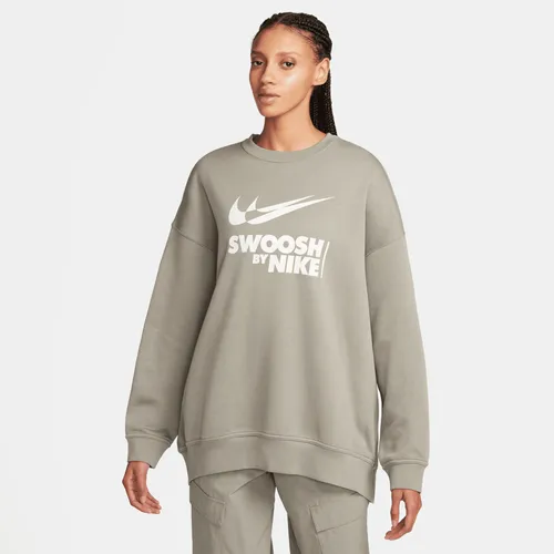 Nike Sportswear Women's Oversized Fleece Crew-Neck Sweatshirt - Grey - Polyester