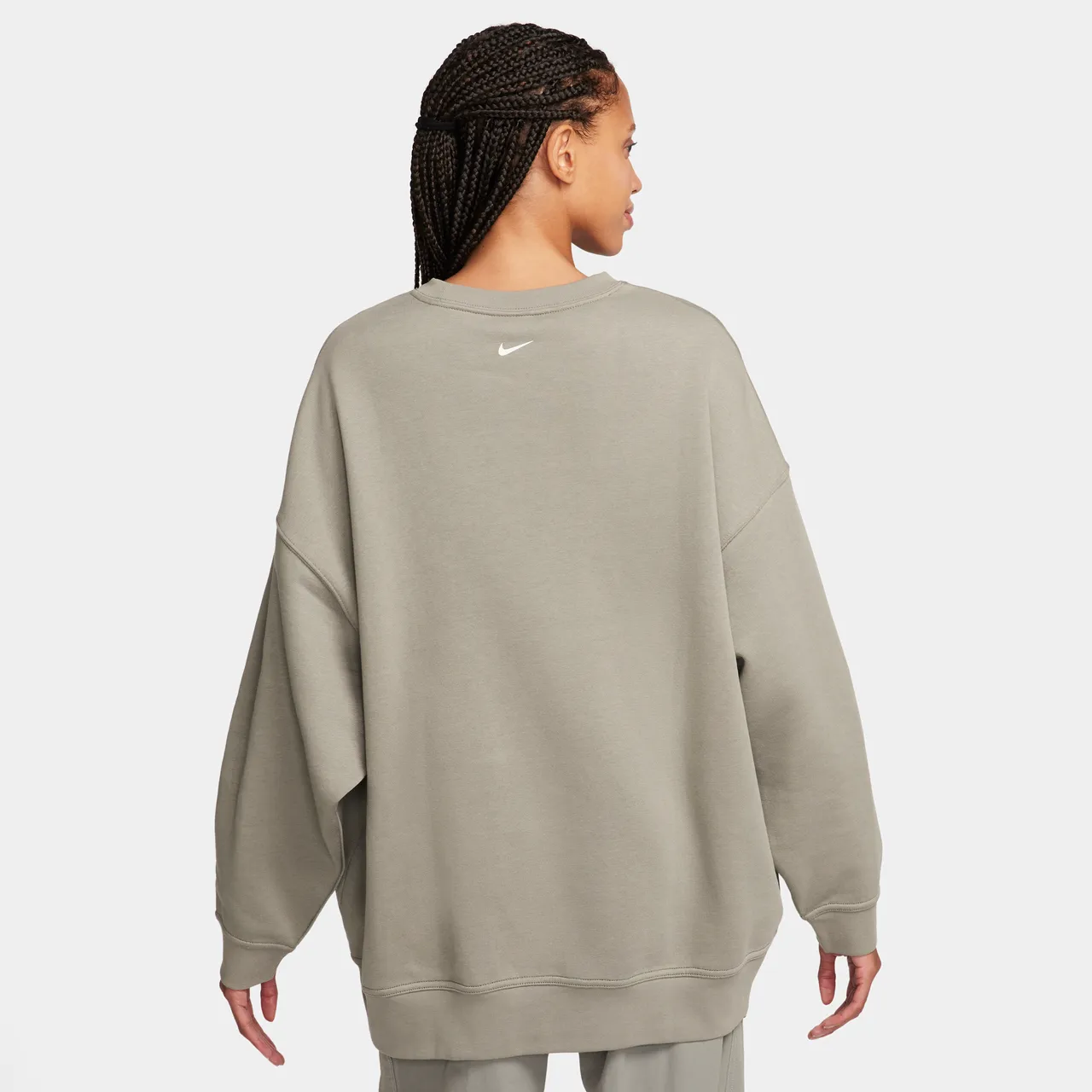 Nike Sportswear Women's Oversized Fleece Crew-Neck Sweatshirt - Grey - Polyester
