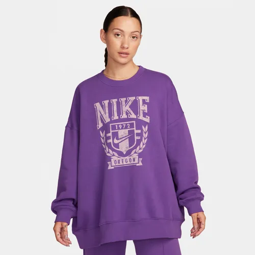 Nike Sportswear Women's Oversized Fleece Crew-Neck Sweatshirt - Purple - Polyester