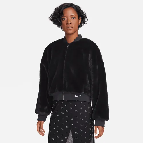 Nike Sportswear Women's Reversible Faux Fur Bomber - Black - Polyester