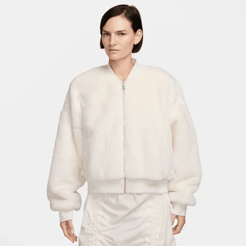 Nike Sportswear Women's Reversible Faux Fur Bomber - White - Polyester