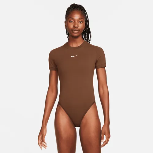 Nike Sportswear Women's Short-Sleeve Bodysuit - Brown - Polyester