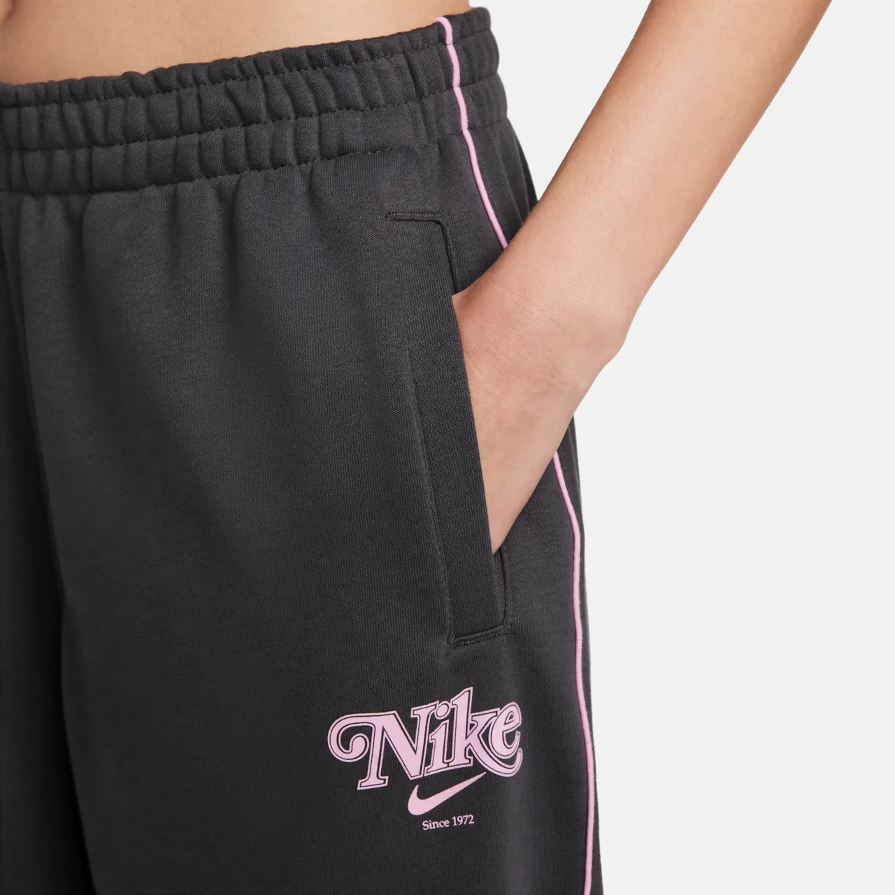 Nike Sportswear Women's Straight-Leg French Terry Trousers - Grey - Cotton