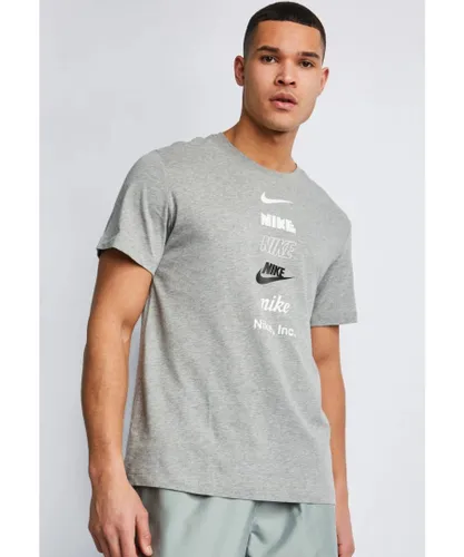 Nike Stack Logo Mens T Shirt in Grey Jersey