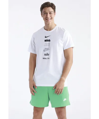 Nike Stack Logo Mens T Shirt in White Jersey