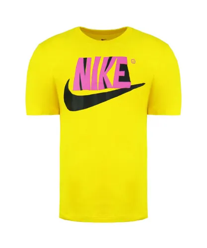 Nike Standard Fit Short Sleeve Crew Neck Yellow Mens T-Shirt CU9104 735 Cotton