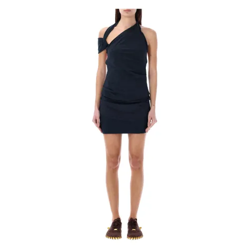 Nike , Strappy Asymmetrical Mini Dress Dark Obsidian ,Blue female, Sizes: