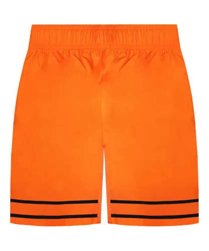 Nike Stretch Waist Orange/Black Graphic Logo Mens Shorts 783313 815