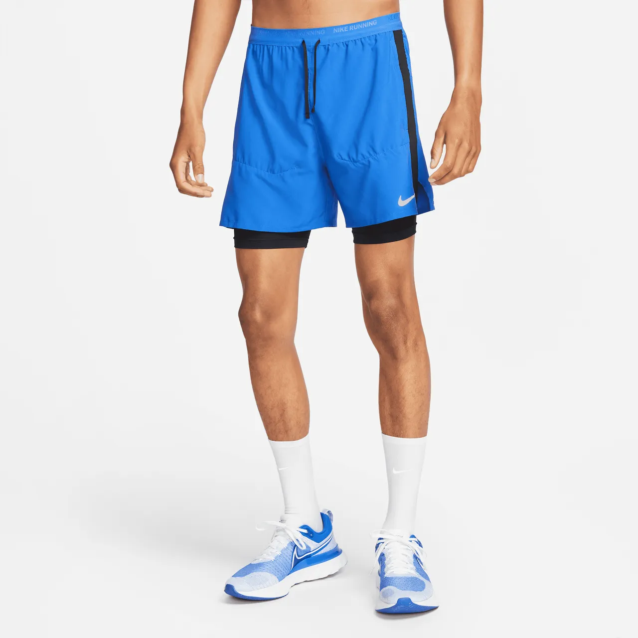 Nike Stride Men's Dri-FIT 13cm (approx.) Hybrid Running Shorts - Blue - Polyester