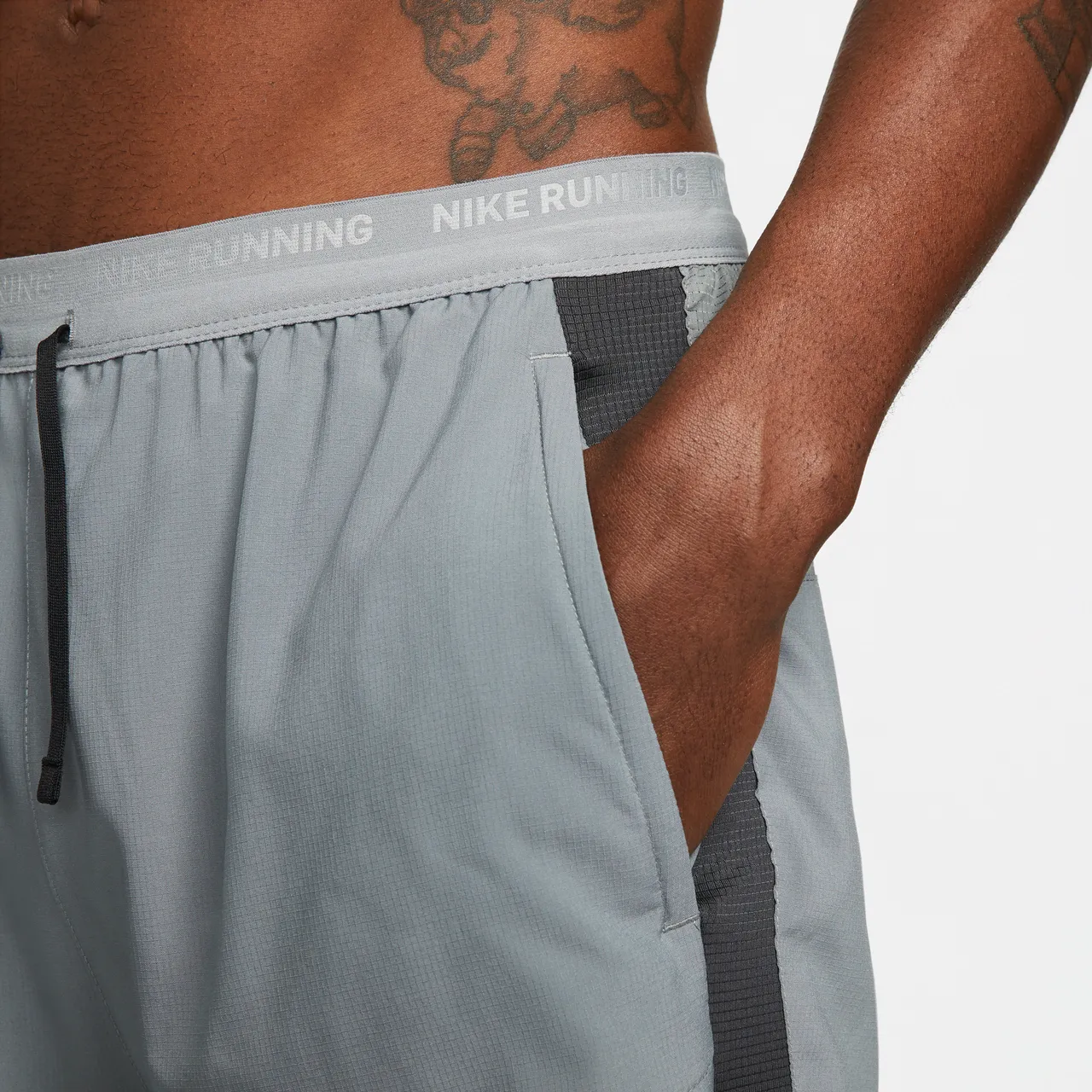 Nike Stride Men's Dri-FIT 13cm (approx.) Hybrid Running Shorts - Grey - Polyester