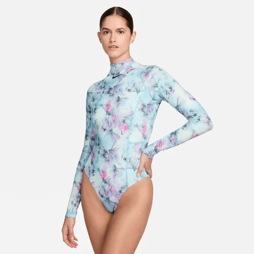 Nike Swim Hydralock Fusion Women's Long-Sleeve One-Piece Swimsuit - Blue - Polyester