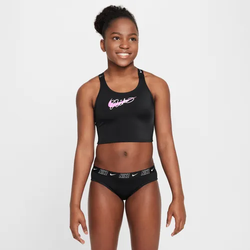 Nike Swim Older Kids' (Girls') Cross-Back Midkini Set - Black - Polyester