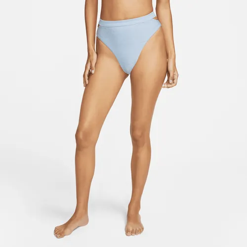 Nike Swim Women's Cut-Out High-Waisted Bikini Bottoms - Blue - Polyester