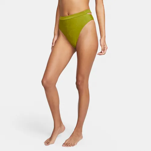 Nike Swim Women's Cut-Out High-Waisted Bikini Bottoms - Green - Polyester