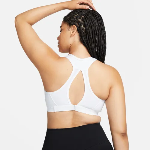Nike Swoosh High-Support Women's Non-Padded Adjustable Sports Bra - White - Polyester