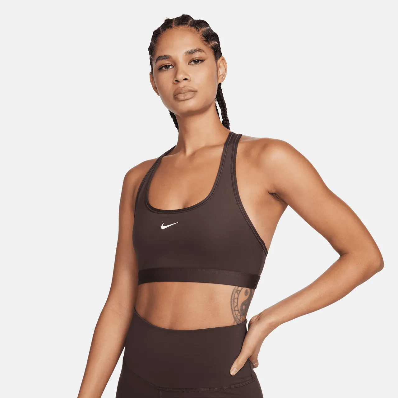 Nike Swoosh Light-Support Women's Non-Padded Sports Bra - Brown - Polyester