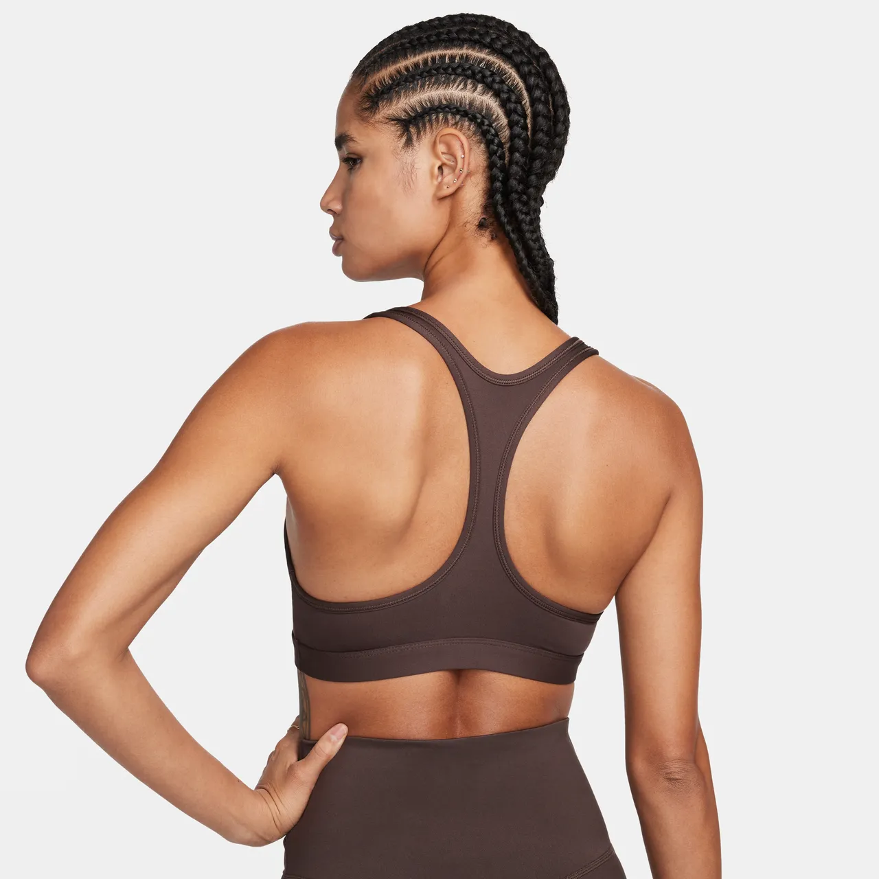 Nike Swoosh Light-Support Women's Non-Padded Sports Bra - Brown - Polyester