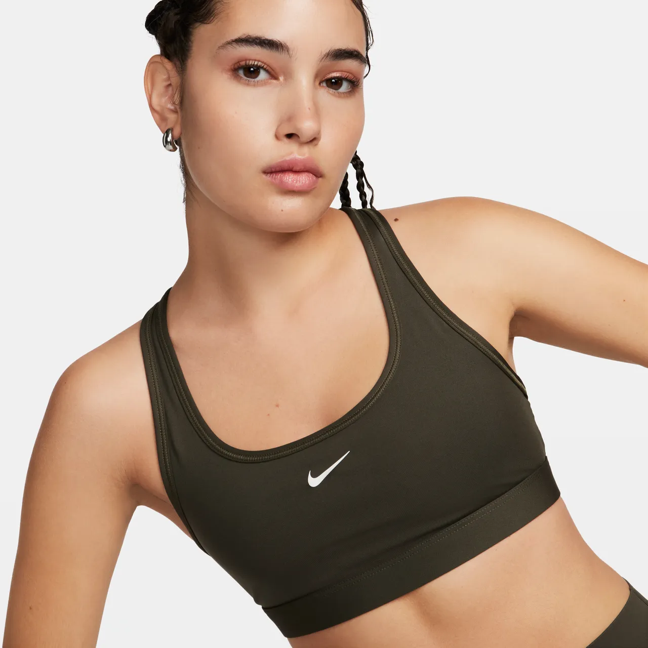Nike Swoosh Light-Support Women's Non-Padded Sports Bra - Green - Polyester