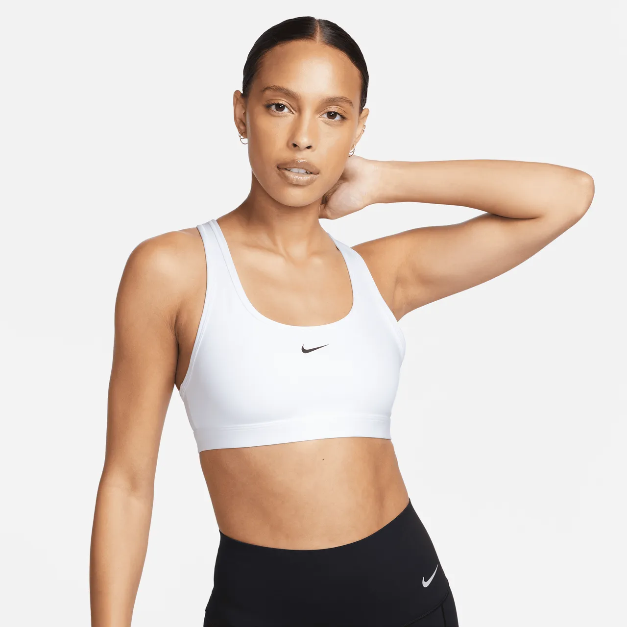 Nike Swoosh Light-Support Women's Non-Padded Sports Bra - White - Polyester
