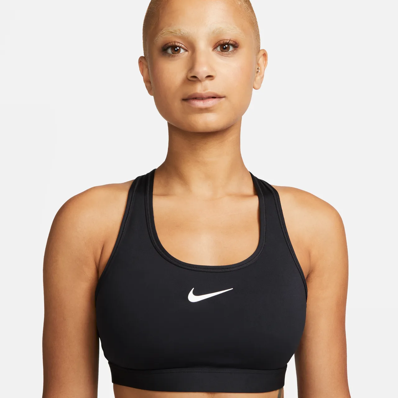 Nike Swoosh Medium-Support Women's Padded Sports Bra - Black - Polyester
