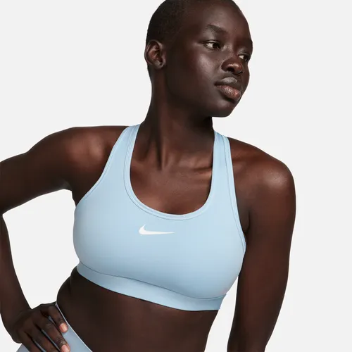 Nike Swoosh Medium-Support Women's Padded Sports Bra - Blue - Polyester