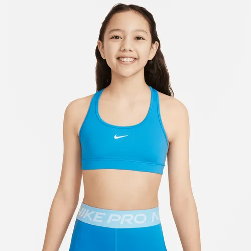 Nike Swoosh Older Kids' (Girls') Sports Bra - Blue - Polyester