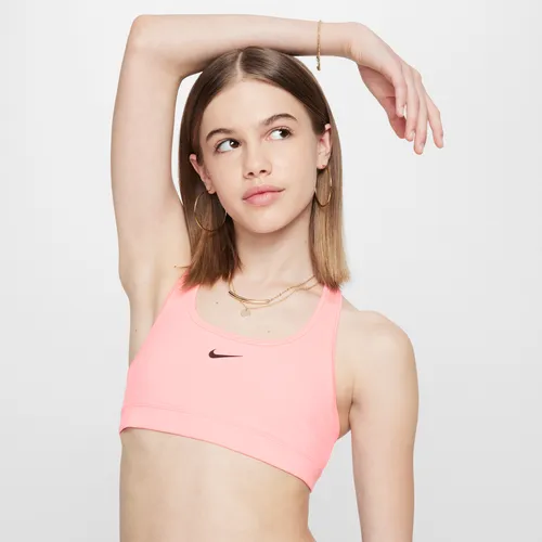 Nike Swoosh Older Kids' (Girls') Sports Bra - Pink - Polyester
